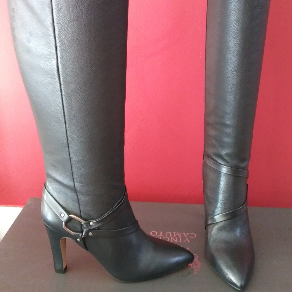 Vince Camuto Leather Stovepipe Dress Harness Boots